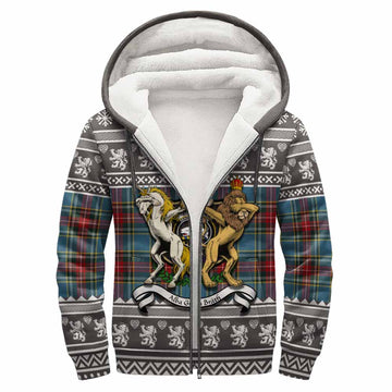 Beaton Clan Tartan Crest Christmas Fleece Hoodie Coat of Arms Funny Style - Tartan Vibes Clothing