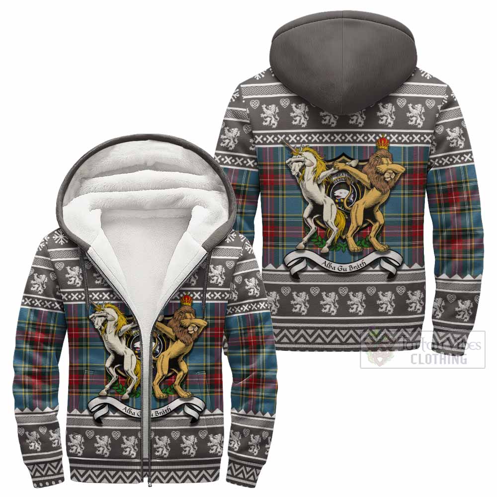 Beaton Clan Tartan Crest Christmas Fleece Hoodie Coat of Arms Funny Style - Tartan Vibes Clothing