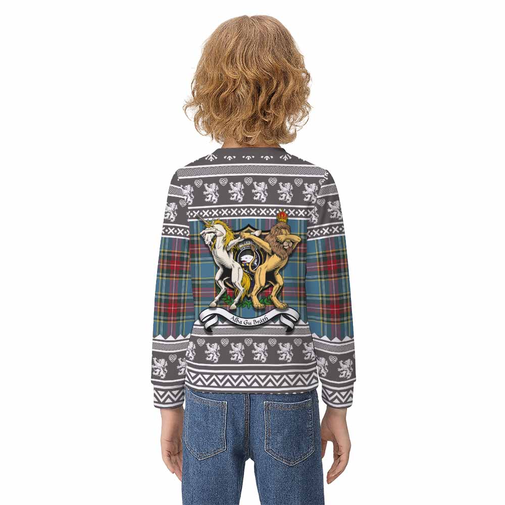 Beaton Clan Tartan Crest Christmas Kid Ugly Sweatshirt Coat of Arms Funny Style - Tartan Vibes Clothing