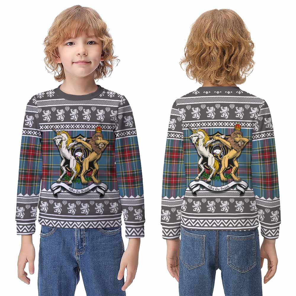 Beaton Clan Tartan Crest Christmas Kid Ugly Sweatshirt Coat of Arms Funny Style - Tartan Vibes Clothing