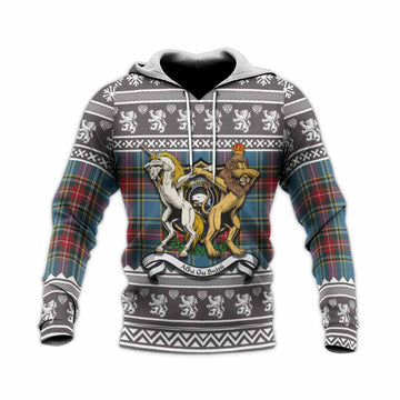 Beaton Clan Tartan Crest Christmas Knitted Hoodie Coat of Arms Funny Style - Tartan Vibes Clothing