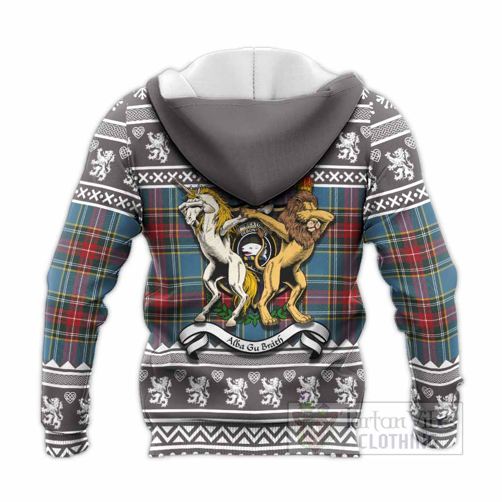 Beaton Clan Tartan Crest Christmas Knitted Hoodie Coat of Arms Funny Style - Tartan Vibes Clothing