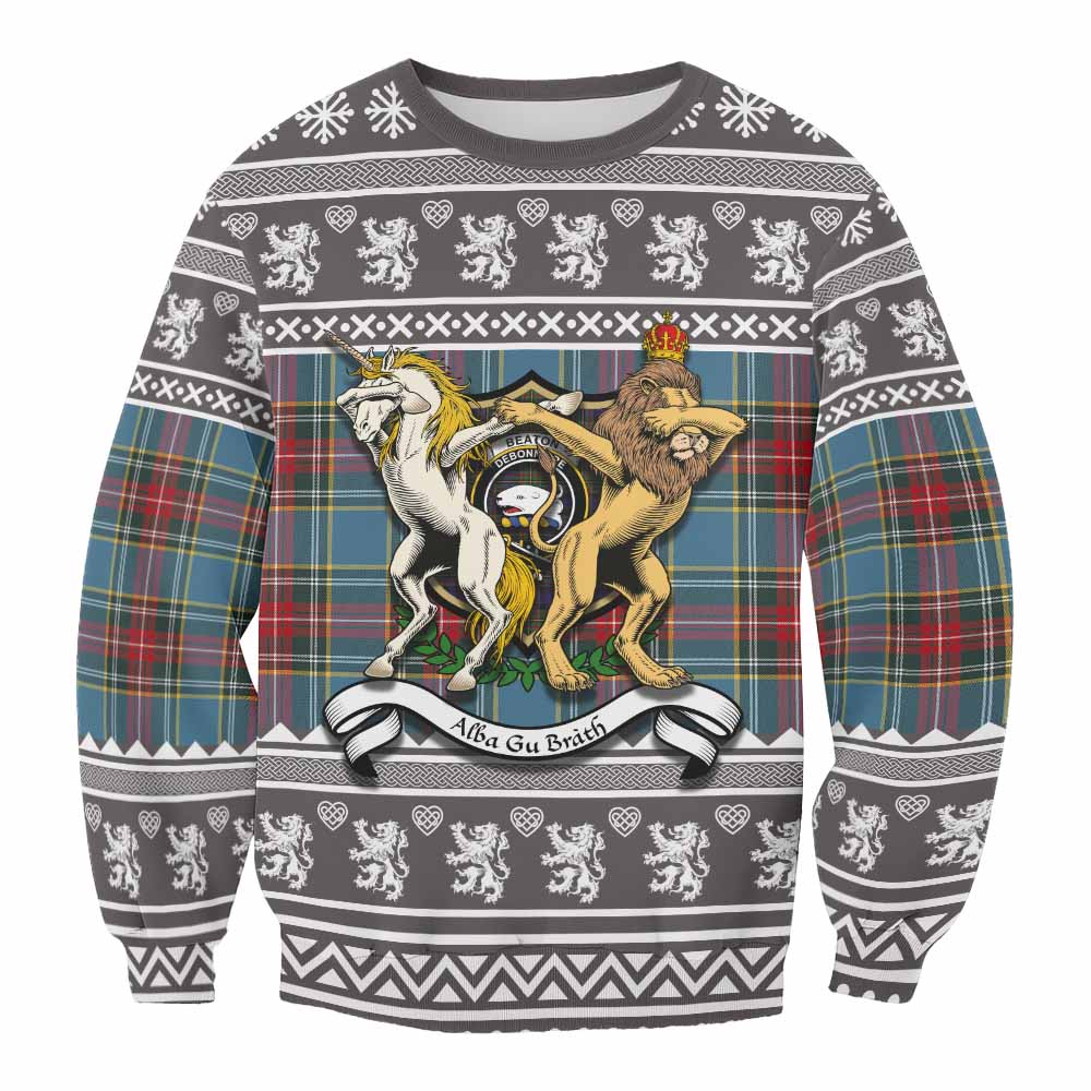 Beaton Clan Tartan Crest Christmas Sweatshirt Coat of Arms Funny Style - Tartan Vibes Clothing