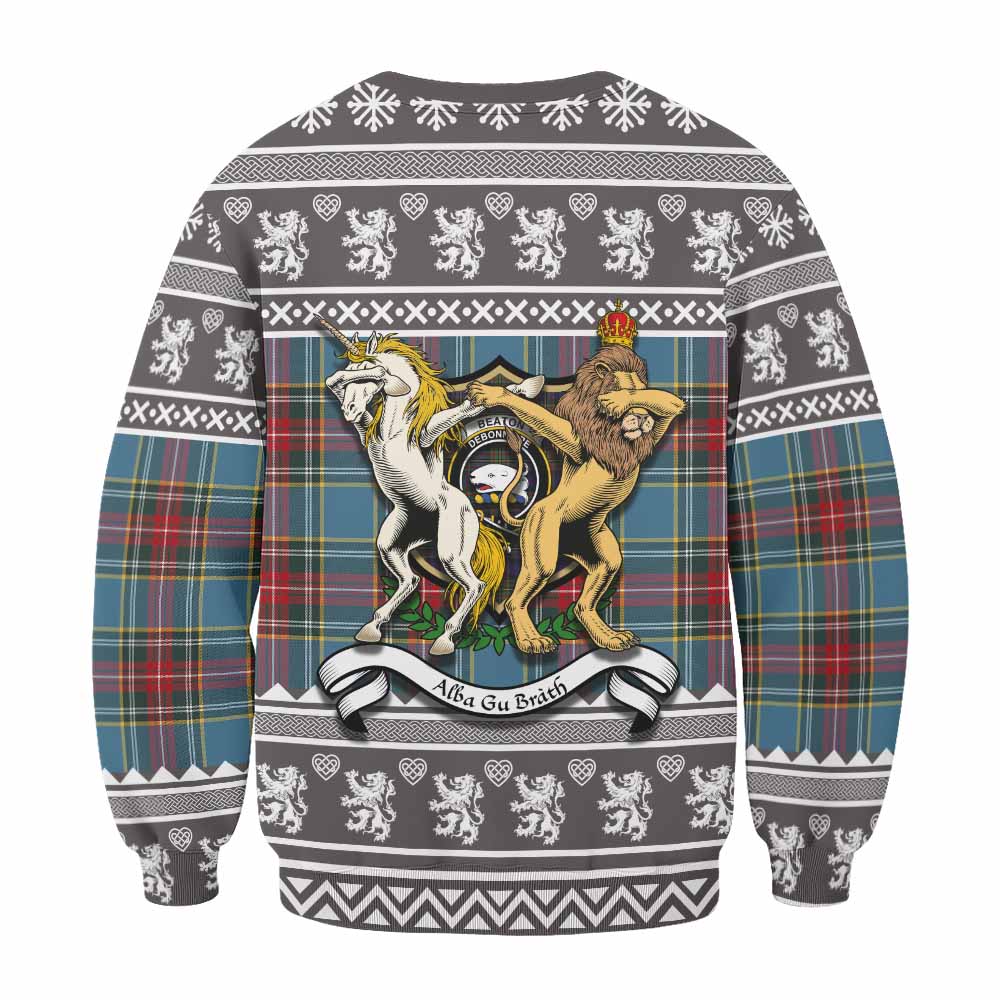 Beaton Clan Tartan Crest Christmas Sweatshirt Coat of Arms Funny Style - Tartan Vibes Clothing