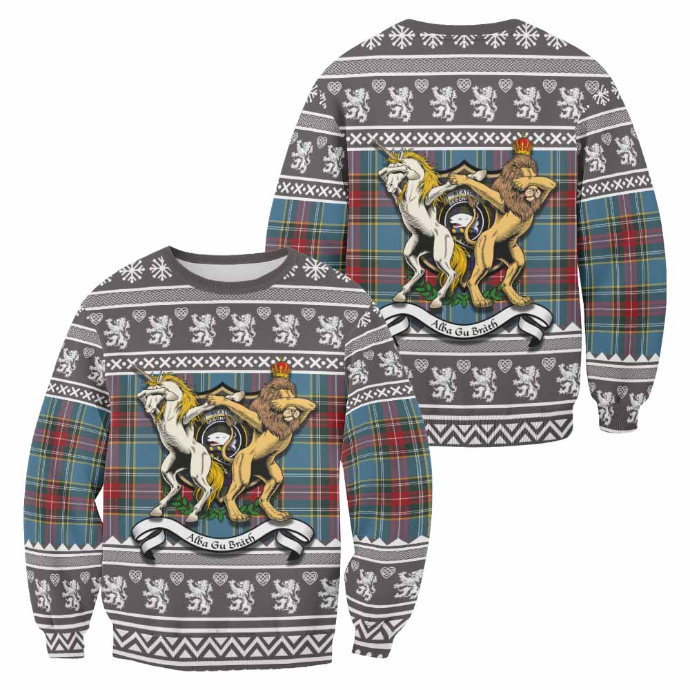 Beaton Clan Tartan Crest Christmas Sweatshirt Coat of Arms Funny Style - Tartan Vibes Clothing