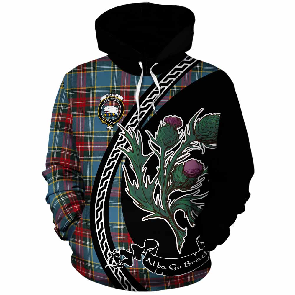 Beaton Family Crest Tartan Cotton Hoodie Alba Thistle Inspired - Tartan Vibes Clothing