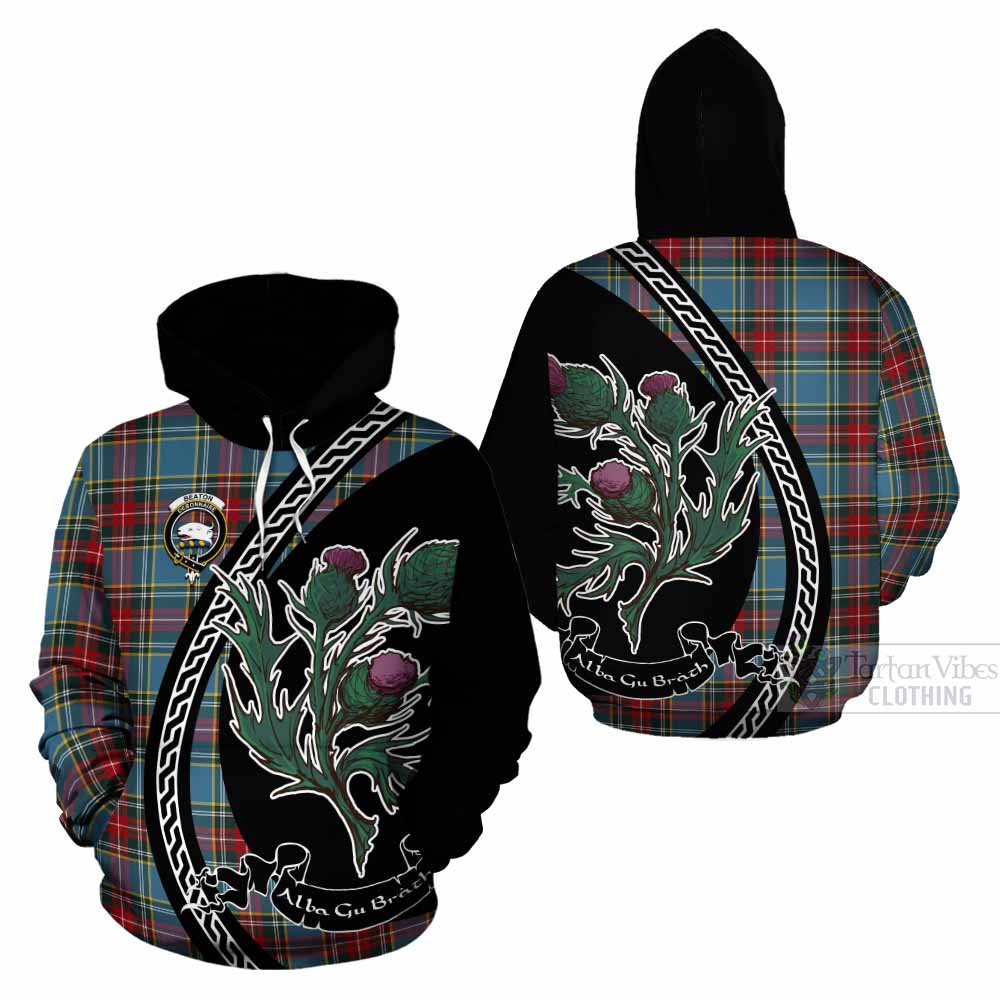 Beaton Family Crest Tartan Cotton Hoodie Alba Thistle Inspired - Tartan Vibes Clothing
