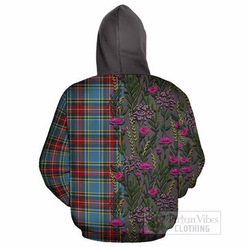Beaton Family Crest Tartan Cotton Hoodie Scottish Thistle Flower Pattern Half Style - Tartan Vibes Clothing