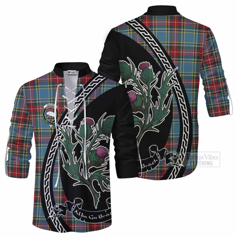 Beaton Family Crest Tartan Ghillie Shirt Alba Thistle Inspired - Tartan Vibes Clothing