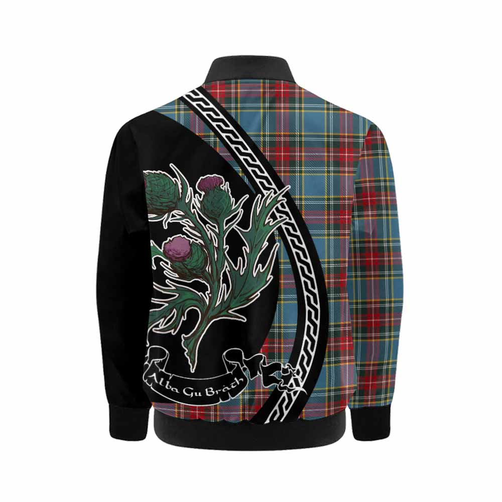 Beaton Family Crest Tartan Kid Bomber Jacket Alba Thistle Inspired - Tartan Vibes Clothing