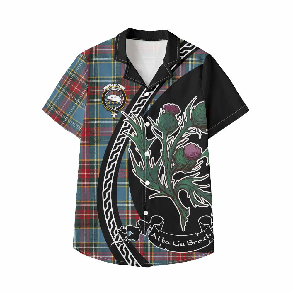 Beaton Family Crest Tartan Kid Hawaiian Shirt Alba Thistle Inspired - Tartan Vibes Clothing