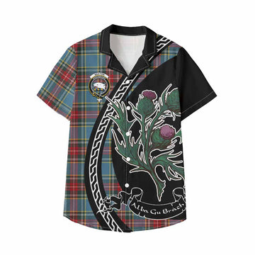 Beaton Family Crest Tartan Kid Hawaiian Shirt Alba Thistle Inspired - Tartan Vibes Clothing