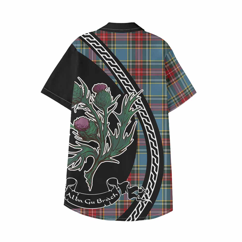 Beaton Family Crest Tartan Kid Hawaiian Shirt Alba Thistle Inspired - Tartan Vibes Clothing