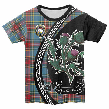 Beaton Family Crest Tartan Kid T-shirt Alba Thistle Inspired - Tartan Vibes Clothing