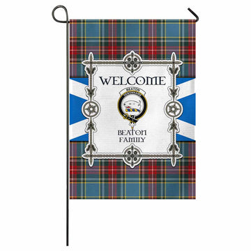 Beaton Family Crest Tartan Welcome Garden Flag Saltire Harmony Style