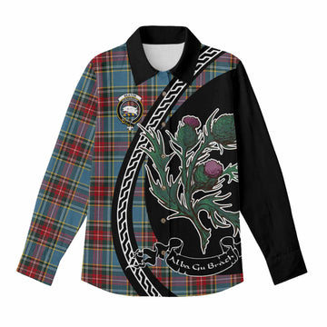 Beaton Family Crest Tartan Women Casual Shirt Alba Thistle Inspired - Tartan Vibes Clothing