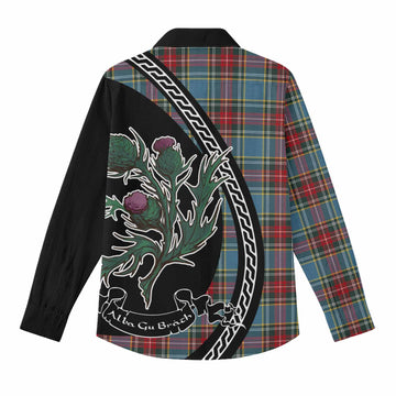 Beaton Family Crest Tartan Women Casual Shirt Alba Thistle Inspired - Tartan Vibes Clothing