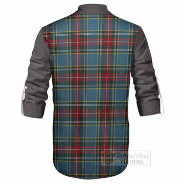 Beaton Tartan Accent Ghillie Shirt with Family Crest