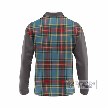 Beaton Tartan Accent Long Sleeve Polo Shirt with Family Crest