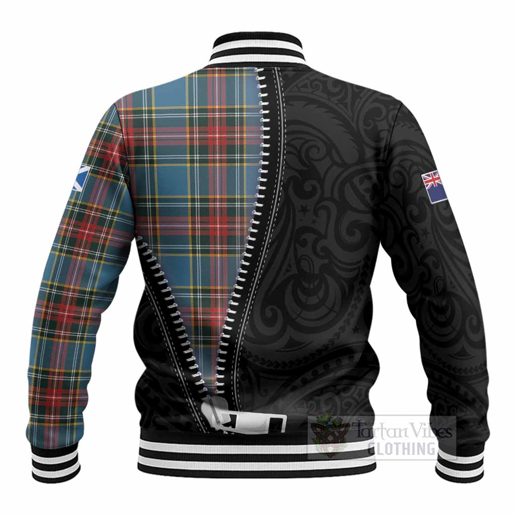 Beaton Tartan Baseball Jacket New Zealand Pattern Unique Zipper Stylized