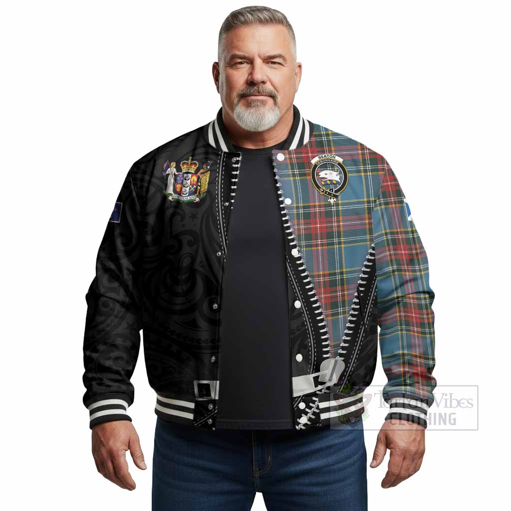 Beaton Tartan Baseball Jacket New Zealand Pattern Unique Zipper Stylized