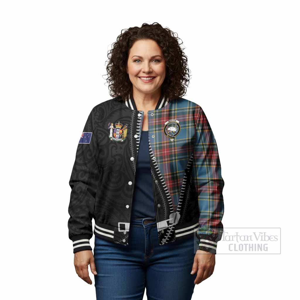 Beaton Tartan Baseball Jacket New Zealand Pattern Unique Zipper Stylized