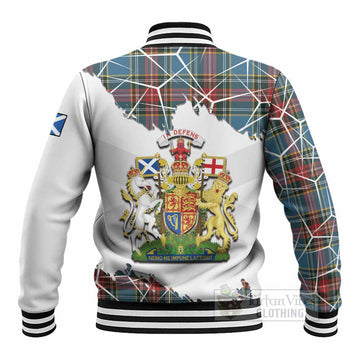 Beaton Tartan Baseball Jacket with Family Crest and Lion Rampant Grunge Style