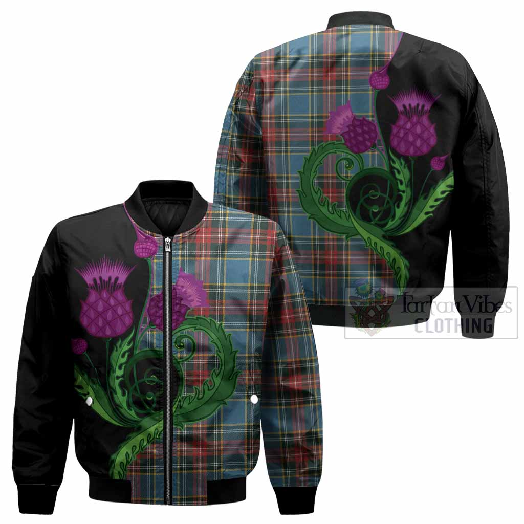 Beaton Tartan Bomber Jacket Traditional Scottish Thistle