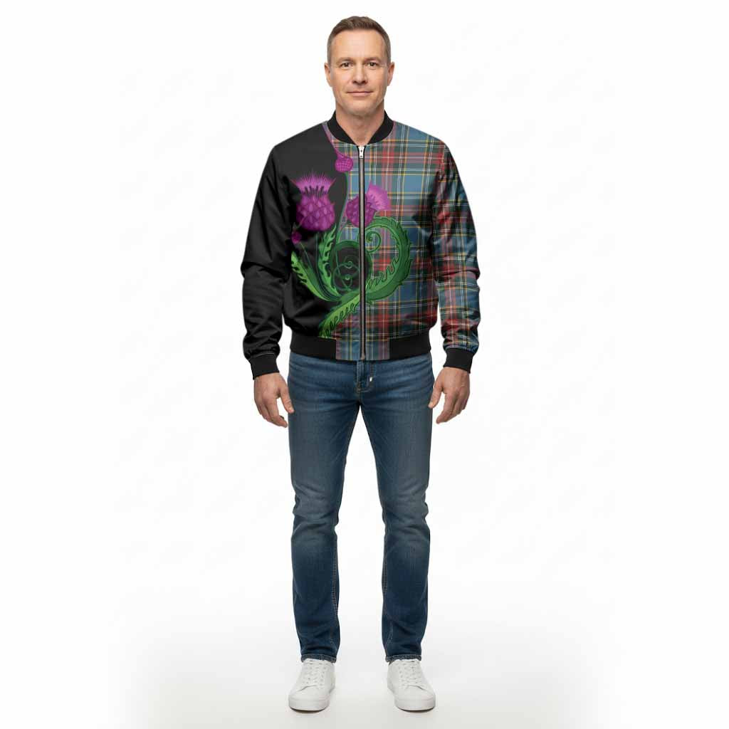 Beaton Tartan Bomber Jacket Traditional Scottish Thistle