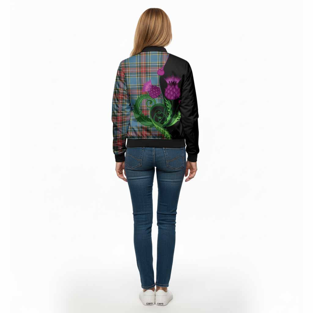 Beaton Tartan Bomber Jacket Traditional Scottish Thistle