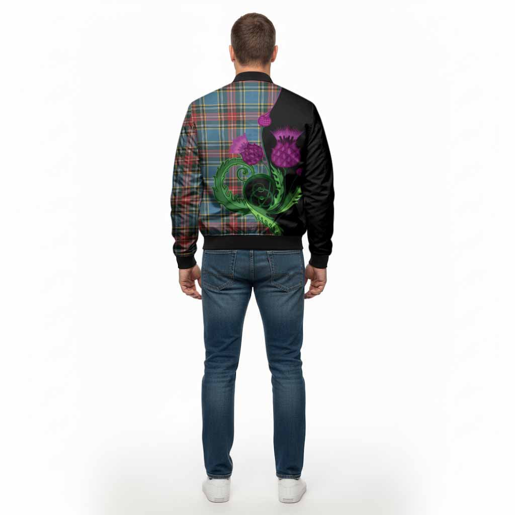 Beaton Tartan Bomber Jacket Traditional Scottish Thistle