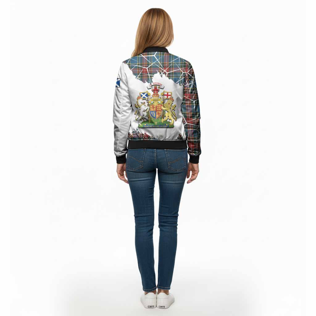 Beaton Tartan Bomber Jacket with Family Crest and Lion Rampant Grunge Style