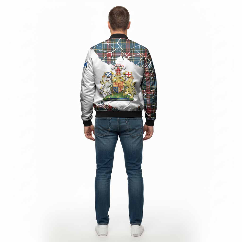 Beaton Tartan Bomber Jacket with Family Crest and Lion Rampant Grunge Style