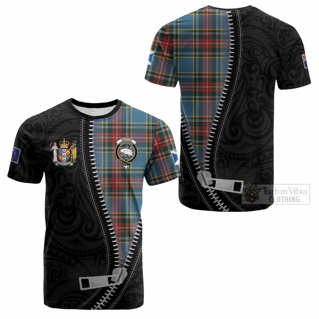 Beaton Tartan Cotton T-shirt New Zealand Pattern Unique Zipper Stylized
