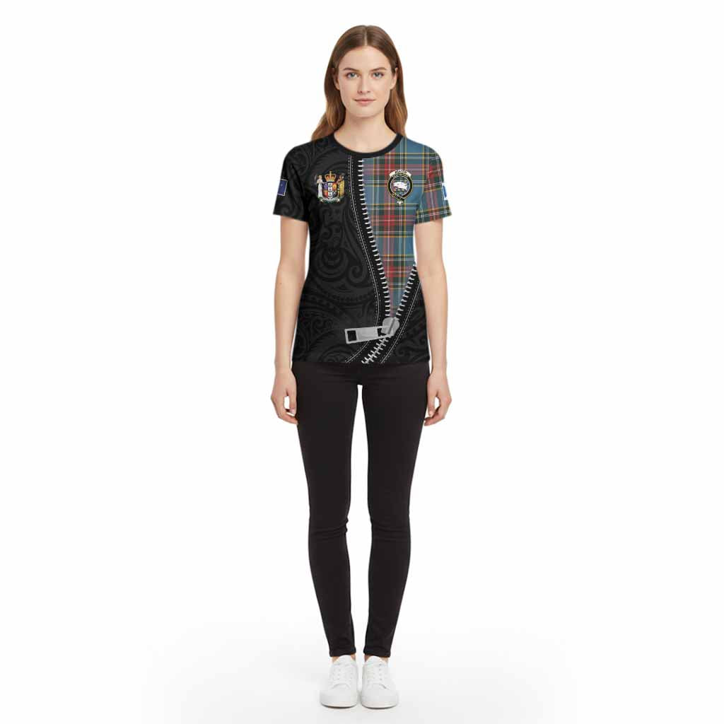 Beaton Tartan Cotton T-shirt New Zealand Pattern Unique Zipper Stylized