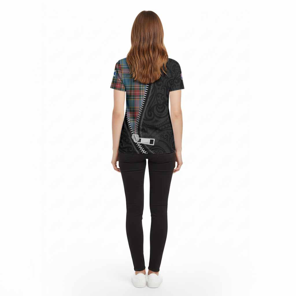 Beaton Tartan Cotton T-shirt New Zealand Pattern Unique Zipper Stylized