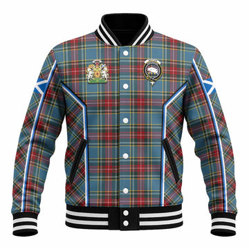 Beaton Tartan Crest Baseball Jacket Scotland Coat of Arm Flag Style