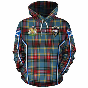 Beaton Tartan Crest Cotton Hoodie Scotland Coat of Arm Flag Style