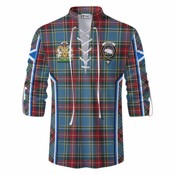 Beaton Tartan Crest Ghillie Kilt Shirt Scotland Coat of Arm Flag Style - Tartan Vibes Clothing