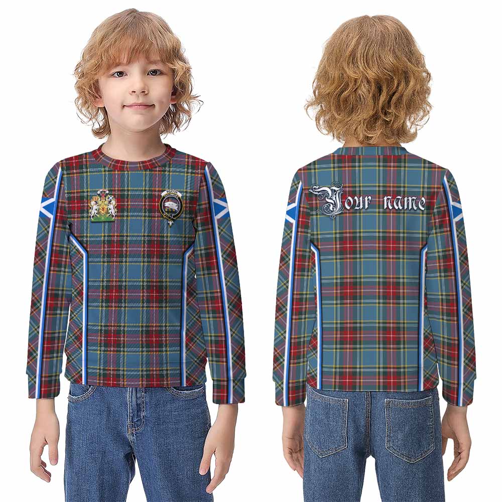 Beaton Tartan Crest Kid Knitted Sweatshirt Scotland Coat of Arm Flag Style - Tartan Vibes Clothing