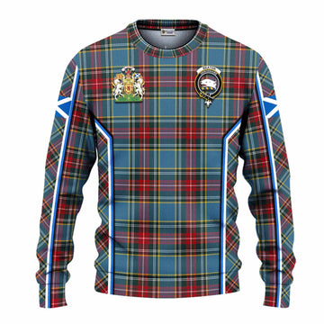 Beaton Tartan Crest Knitted Sweater Scotland Coat of Arm Flag Style
