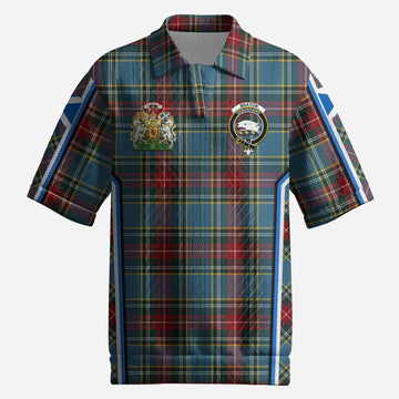 Beaton Tartan Crest Men’s Polo Sweater Top Scotland Coat of Arm Flag Style