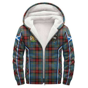 Beaton Tartan Crest Sherpa Hoodie Scotland Coat of Arm Flag Style
