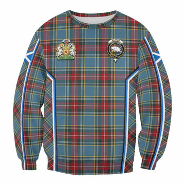 Beaton Tartan Crest Sweatshirt Scotland Coat of Arm Flag Style