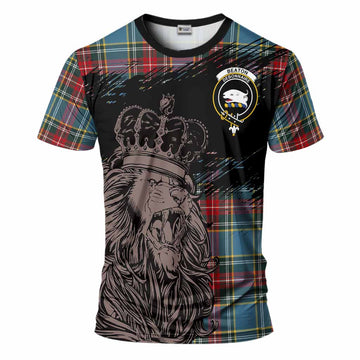 Beaton Tartan Crest T-Shirt Crowned Lion Heritage Style
