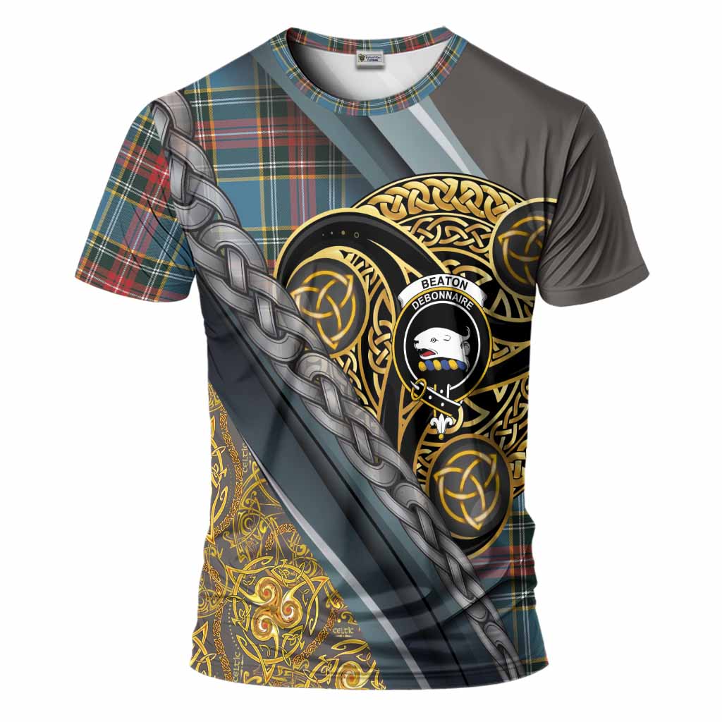 Beaton Tartan Crest T-Shirt Scottish Triskele Celtic