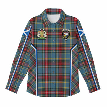 Beaton Tartan Crest Women Casual Shirt Scotland Coat of Arm Flag Style - Tartan Vibes Clothing