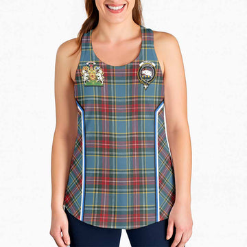 Beaton Tartan Crest Women Racerback Tanks Scotland Coat of Arm Flag Style