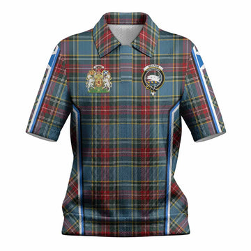 Beaton Tartan Crest Women’s Polo Sweater Top Scotland Coat of Arm Flag Style
