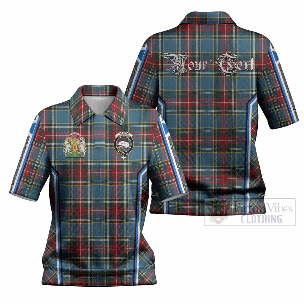 Beaton Tartan Crest Women’s Polo Sweater Top Scotland Coat of Arm Flag Style